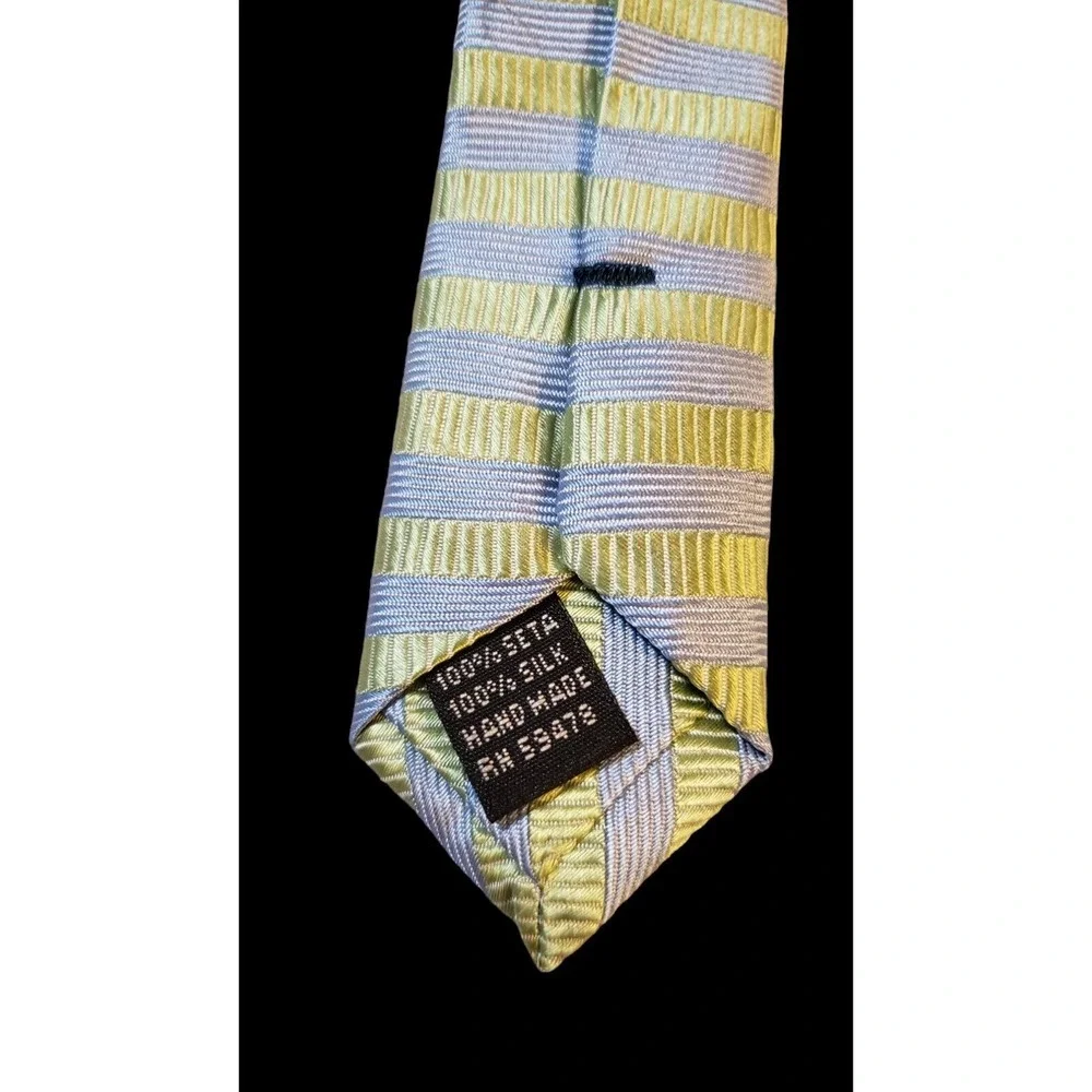 Gianni‎ Long Made In Italy Tie Hand Made 100% Silk Yellow Striped Necktie